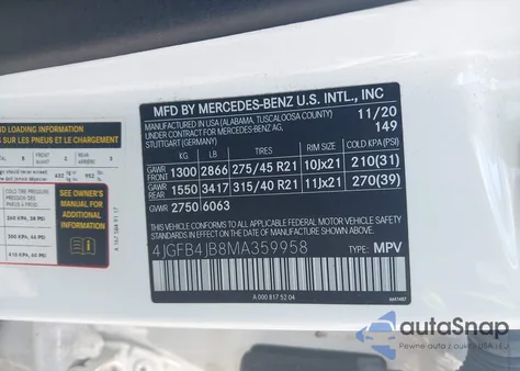 2021 Mercedes-Benz Gle 350 from USA, damaged, VIN 4JGFB4JB8MA359958